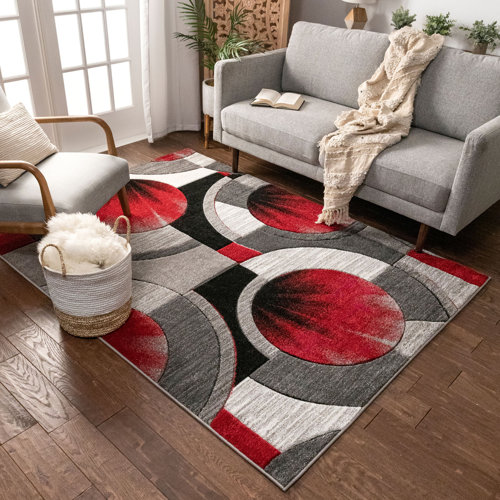 17 Stories Yolo Power Loom Red/Grey Rug & Reviews Wayfair.co.uk